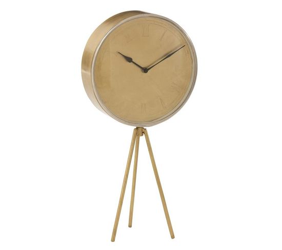 Horloge à Poser Design "trépied" 38cm Or