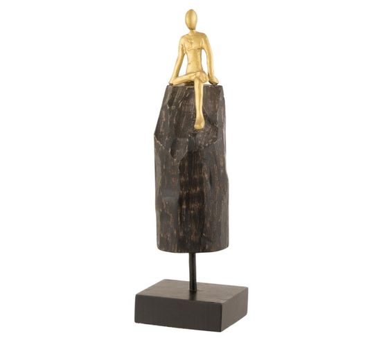 Statuette Déco "personnage Assis" 35cm Noir et Or
