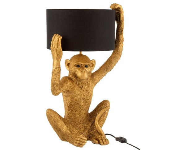 Lampe À Poser Design "singe" 58cm Or Et Noir