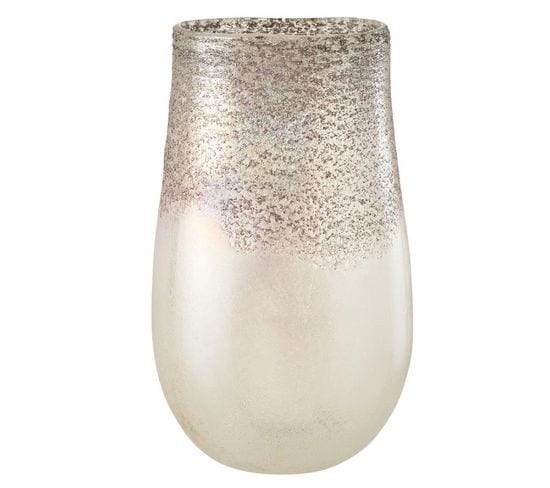 Vase Design En Verre "milano" 30cm Gris et Rose