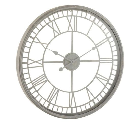Horloge Murale Design "métal et Verre" 67cm Gris