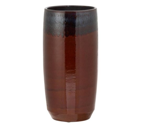 Vase Rond "bord Céramique" 55cm Noir et Rouge