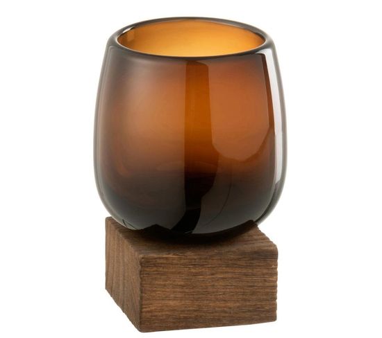 Vase Sur Pied Design "bezu" 14cm Marron