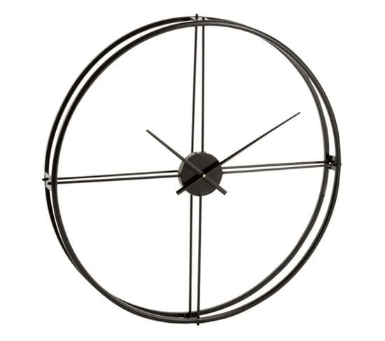 Horloge Murale Déco En Métal "ronde" 80cm Noir