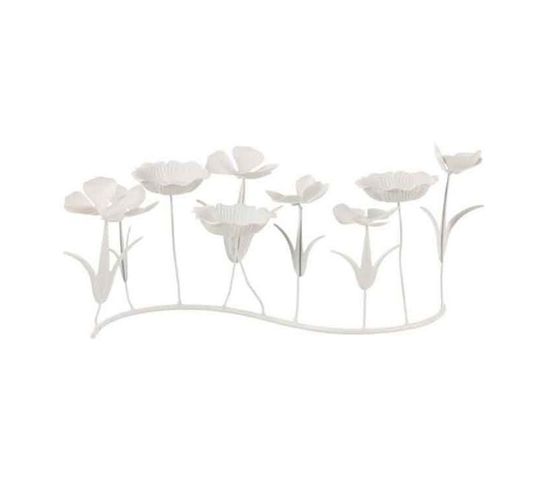 Photophore Design "bougies Fleurs" 44cm Blanc