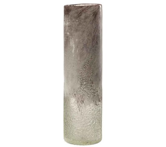 Vase Cylindrique Design "scavo" 40cm Gris et Beige