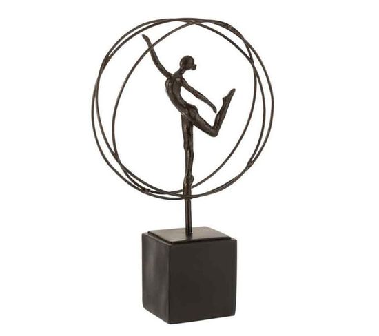 Statuette Déco "gymnaste Dans Cercle" 35cm Marron
