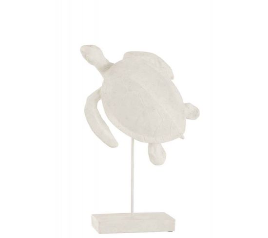 Statuette Déco Sur Pied "tortue De Mer" 40cm Blanc