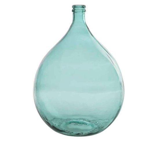 Vase Design En Verre "bouteille" 56cm Bleu Azur