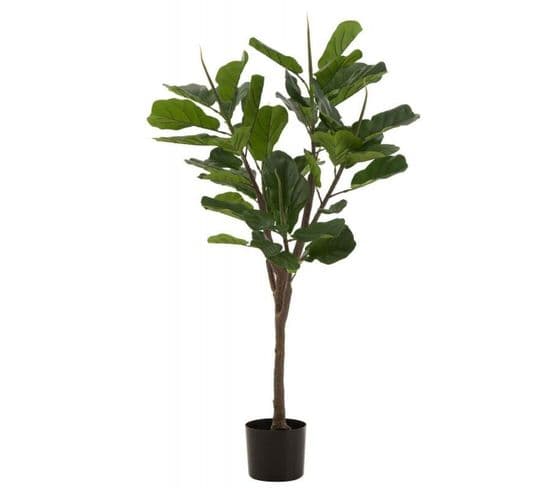 Plante Artificielle En Pot "ficus" 129cm Vert Et Noir
