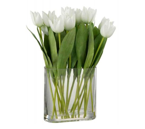 Fleur Artificielle et Vase "tulipes" 39cm Blanc