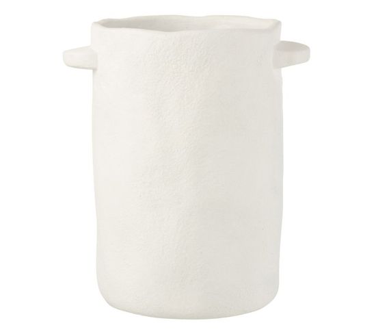 Vase Allongé En Ciment "gustave" 30cm Blanc