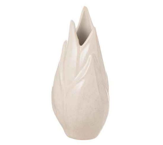 Vase Design En Céramique "ibiza Brillant" 25cm Beige