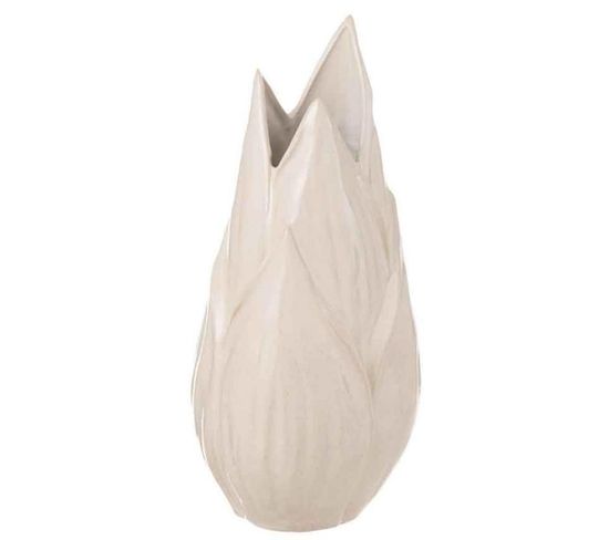 Vase Design En Céramique "ibiza Brillant" 43cm Beige