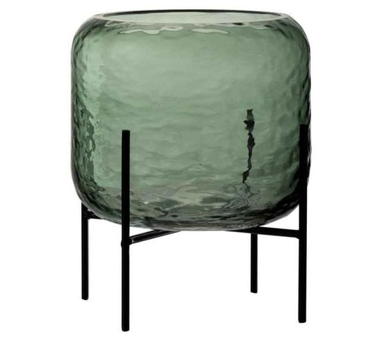 Vase Design Sur Pied "irrégulier" 18cm Vert