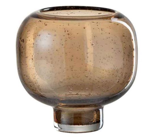 Vase Sur Pied En Verre "rimo" 16cm Marron et Ambre