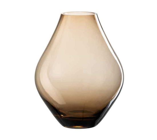 Vase Design En Verre "abby" 24cm Ambre Marron