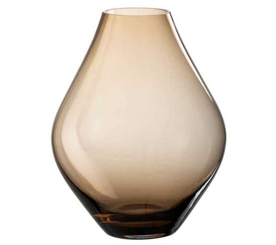 Vase Design En Verre "abby" 28cm Ambre Marron