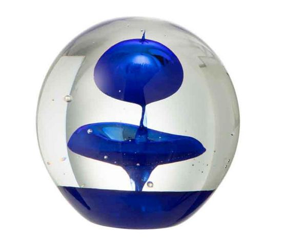 Presse-papier Déco "bulle En Verre" 10cm Bleu
