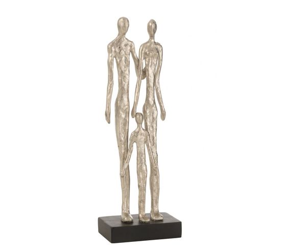 Statuette Déco "famille Debout" 41cm Argent et Noir