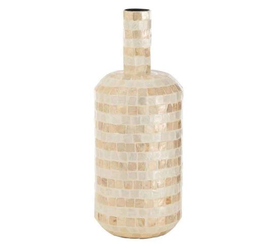 Vase Design En Bambou "mosaïque" 52cm Beige