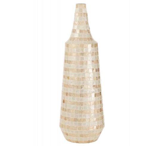 Vase Design En Bambou "mosaïque" 70cm Beige