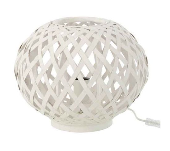 Lampe À Poser En Bambou "inaya" 32cm Blanc