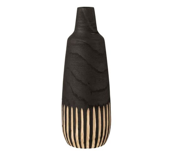 Vase En Bois "omina" 56cm Noir et Naturel