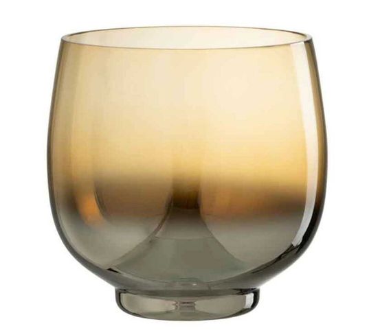 Photophore Rond Déco "verre Fumé" 18cm Argent