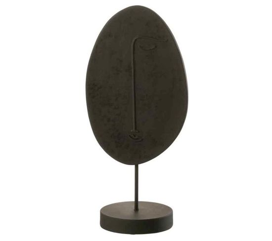 Statuette Déco Sur Socle "tête Plate" 46cm Noir