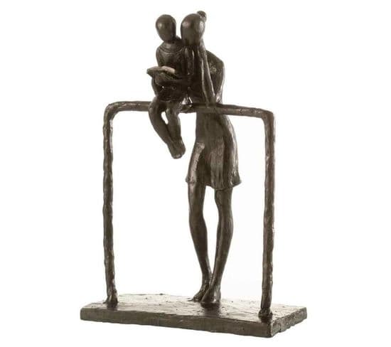 Statuette Déco "mère et Enfant" 30cm Marron