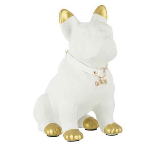 Statuette Design "chien Céramique" 21cm Blanc