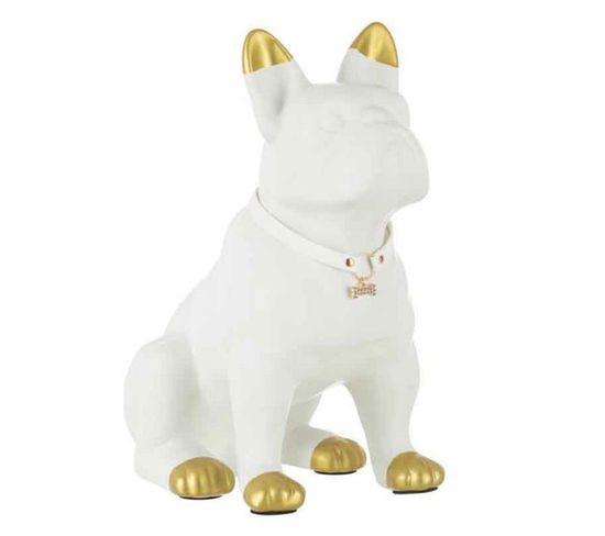 Statuette Design "chien Céramique" 32cm Blanc