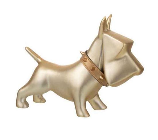 Statuette Déco "chien Céramique" 22cm Or