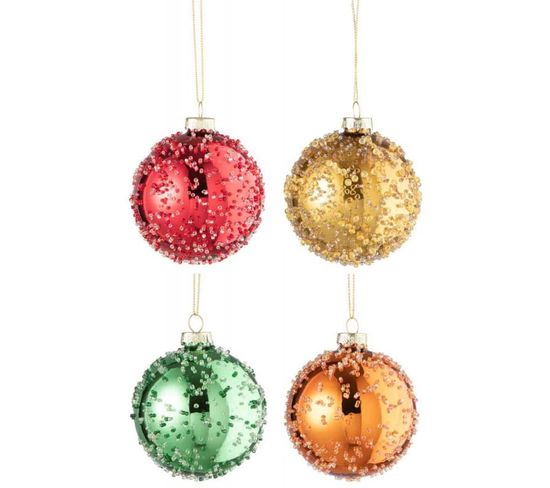 Lot De 12 Boules De Noël "perles" 8cm Multicolore