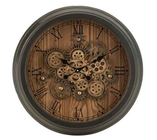 Horloge Murale Design "engrenage" 58cm Noir
