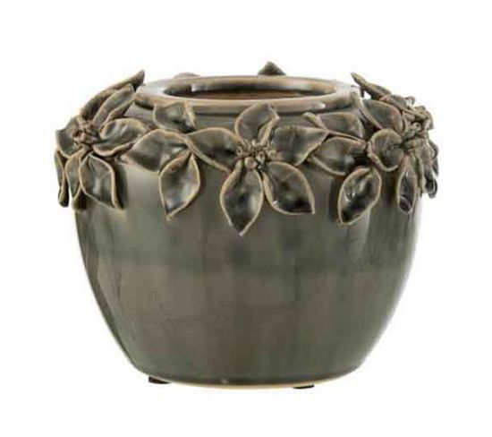 Cache-pot En Céramique "flora" 17cm Gris