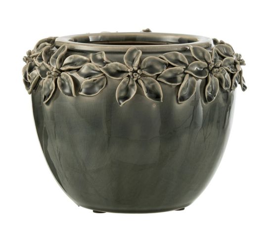 Cache-pot En Céramique "flora" 21cm Gris