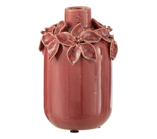Vase En Céramique Design "flora" 15cm Rose