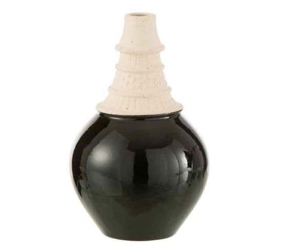 Vase Design "col Haut" 26cm Noir et Beige