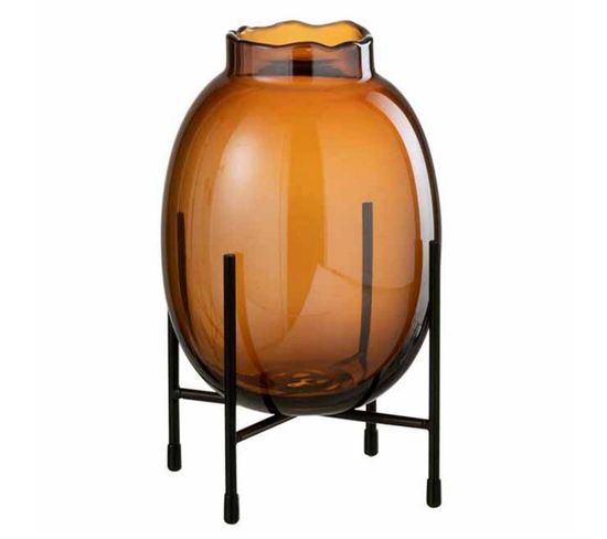 Vase Sur Pied Design "tonato" 25cm Marron Et Noir