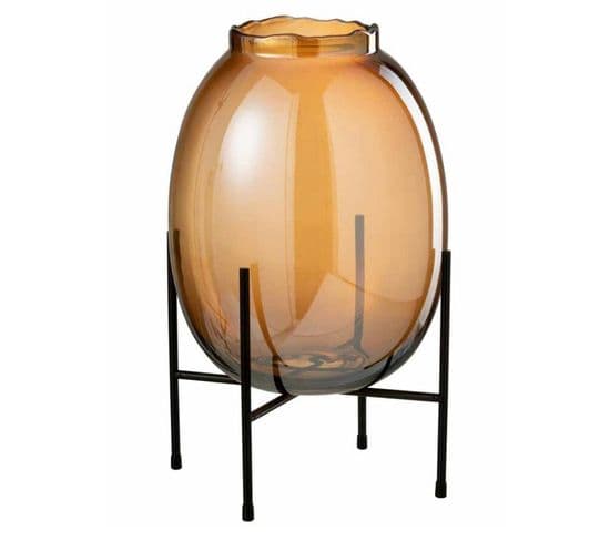 Vase Sur Pied Design "tonato" 40cm Marron et Noir