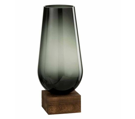 Vase Sur Pied Design "eno" 42cm Vert et Marron