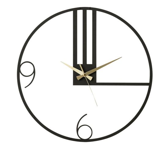 Horloge Murale En Métal "lignes" 49cm Noir