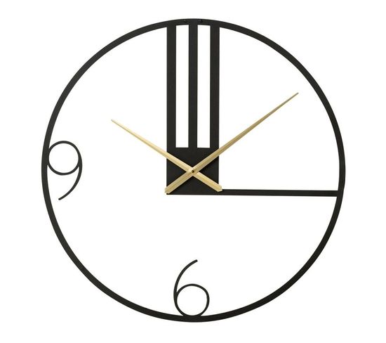 Horloge Murale En Métal "lignes" 69cm Noir