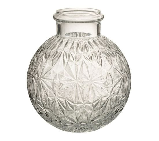 Vase Design En Verre "diamant" 18cm Transparent