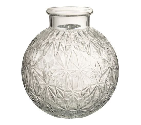 Vase Design En Verre "diamant" 27cm Transparent