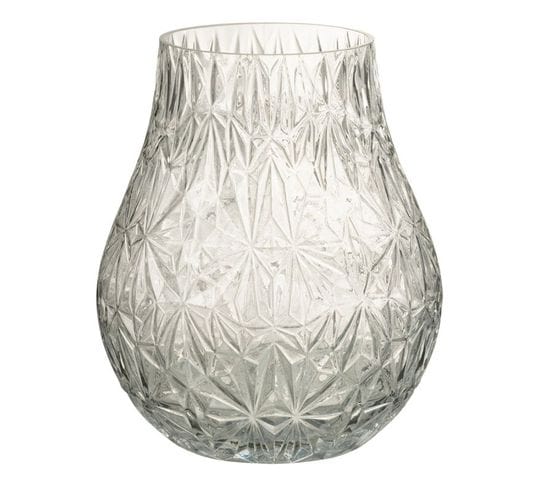 Vase Design En Verre "diamant" 22cm Transparent