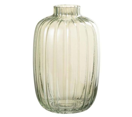 Vase Design En Verre "lignes" 25cm Vert