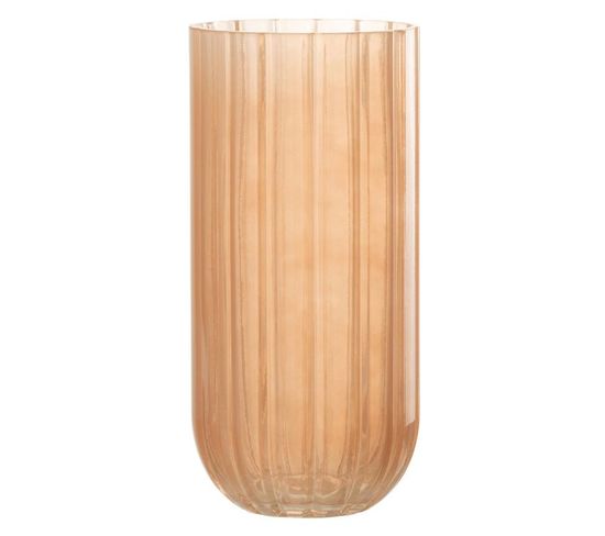 Vase Design En Verre "yoni" 25cm Pêche